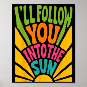 Ik volg in de zon zomer retro 90s grafisch poster