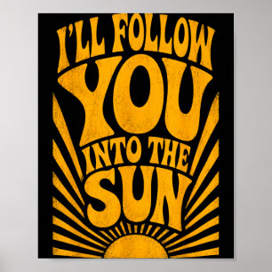 Ik volg in de zon zomer retro 90s grafisch poster