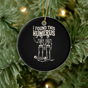 Ik vond dit grappige vintage Halloween-skelet Keramisch Ornament