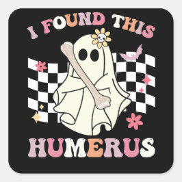 Ik vond dit humerus halloween spookskelet vierkante sticker