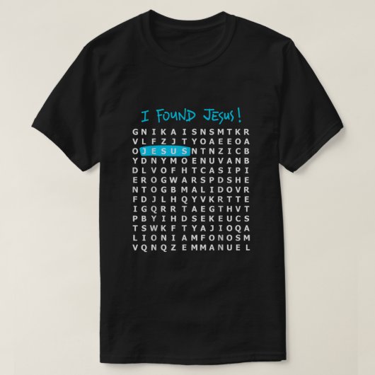 Ik vond Jesus Crossword Puzzle Christelijk Shirt (Design voorkant)
