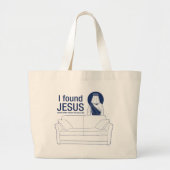 Ik vond jesus dat hij achter de bank zat. grote tote bag (Voorkant)