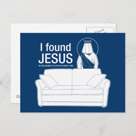 ik vond jesus dat hij de hele tijd achter de bank  briefkaart (Voorkant / Achterkant)