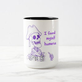 Ik vond mezelf humerus - grappig skelet woordspeli tweekleurige koffiemok
