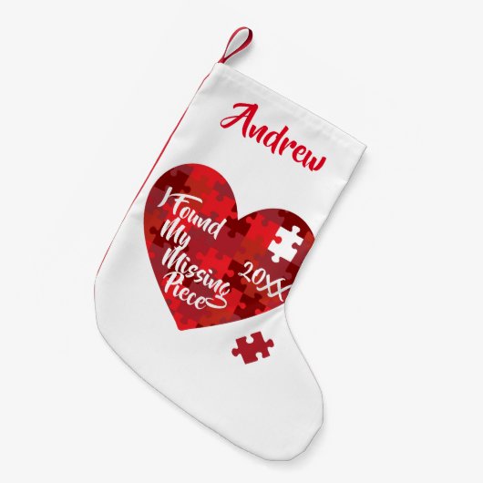 Ik vond mijn ontbrekende stuk - puzzelhart kleine kerstsok (Voorkant (Hangend))