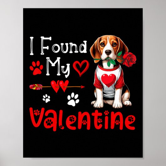 Ik vond mijn Valentijn Beagle met bloem Schattige Poster (Voorkant)