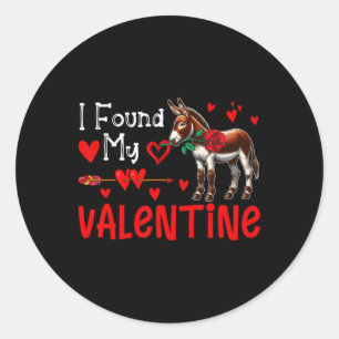 Ik vond mijn valentijns-ezel met bloem boer Knip Ronde Sticker