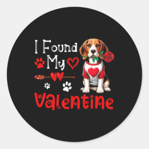Ik vond mijn Valentijnsdag Beagle Met Bloem Zoete  Ronde Sticker