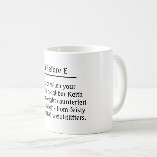 Ik voor E Behalve Holiday Koffiemok (Voorkant rechts)