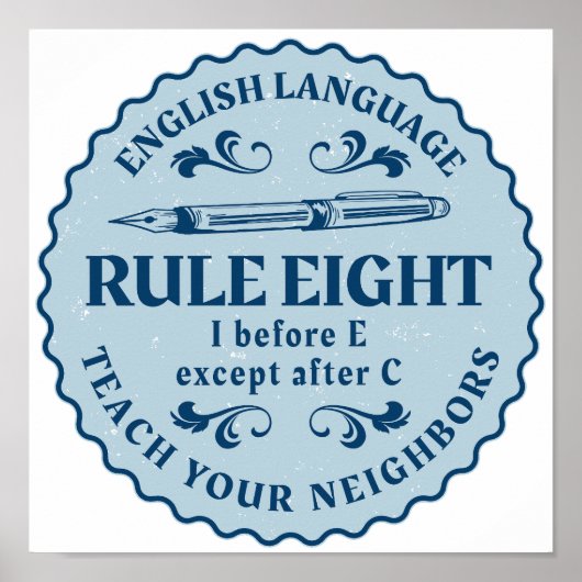 Ik voor E behalve na C Rule Funny Poster (Voorkant)