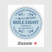 Ik voor E behalve na C Rule Funny Sticker (Vel)