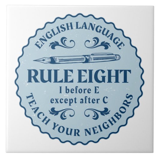 Ik voor E behalve na C Rule Funny Tegeltje (Voorkant)