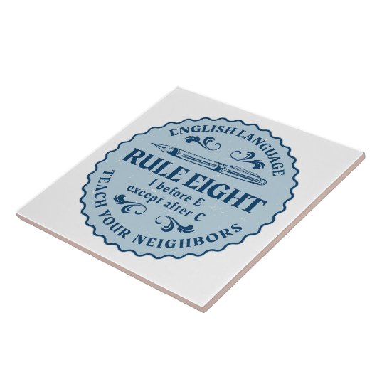 Ik voor E behalve na C Rule Funny Tegeltje (Zijkant)