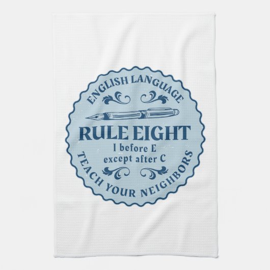 Ik voor E behalve na C Rule Funny Theedoek (Verticaal)