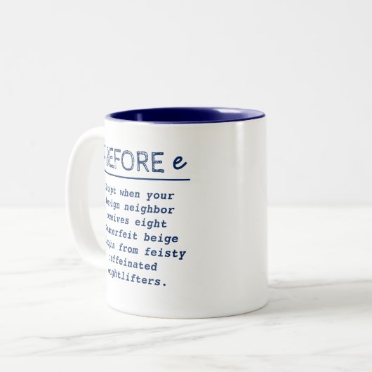 Ik voor E - grappige mok van leraren (Voorkant links)