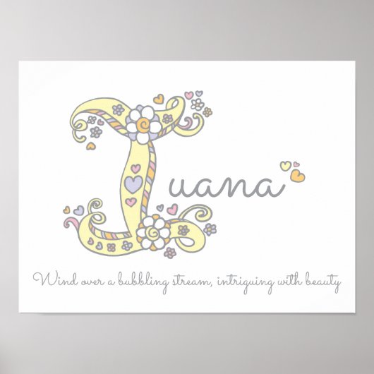 Ik voor Iuana initiële krabbelkunst naam betekenis Poster (Voorkant)