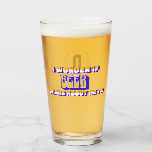 "Ik vraag me af of bier..." Monogram Glas (Voorkant gevuld)