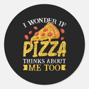 Ik vraag me af of pizza te grappig voor me is ronde sticker