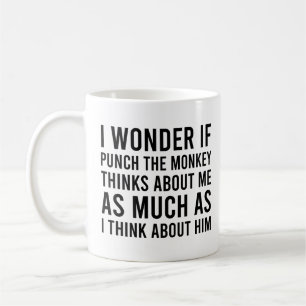 Ik vraag me af of Punch de aap ooit aan mij denkt Koffiemok