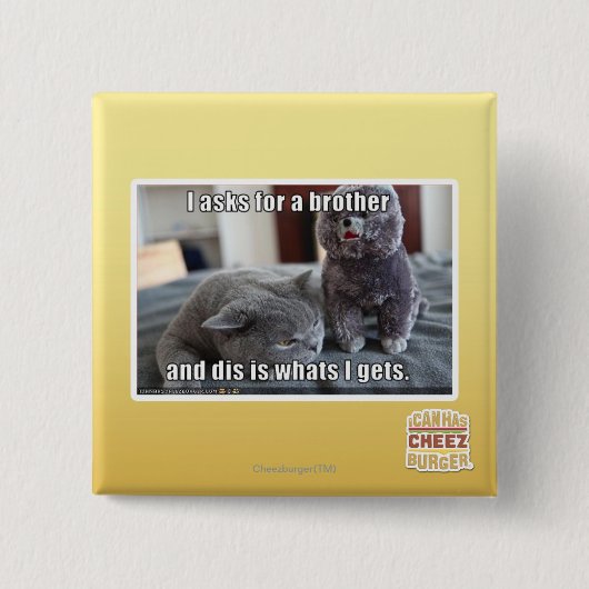 Ik vraag om een broer vierkante button 5,1 cm (Voorkant)