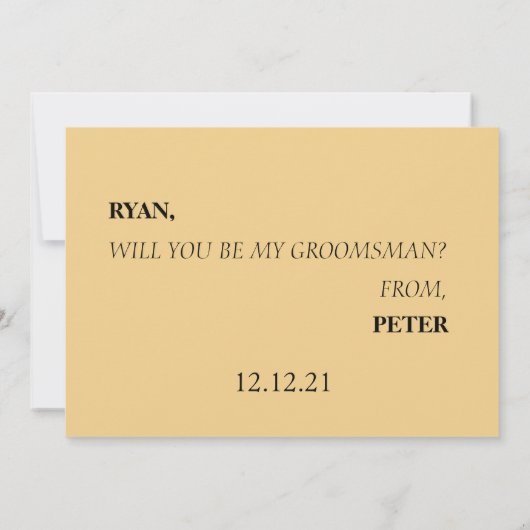 Ik vraag u of u mijn Groomsman zult zijn. IV. Kaart (Achterkant)