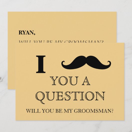 Ik vraag u of u mijn Groomsman zult zijn. IV. Kaart (Voorkant / Achterkant)