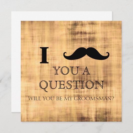 Ik vraag u of u mijn Groomsman zult zijn. IV. Kaart (Voorkant / Achterkant)