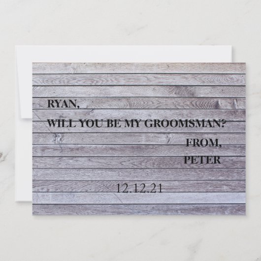 Ik vraag u of u mijn Groomsman zult zijn. Kaart (Achterkant)