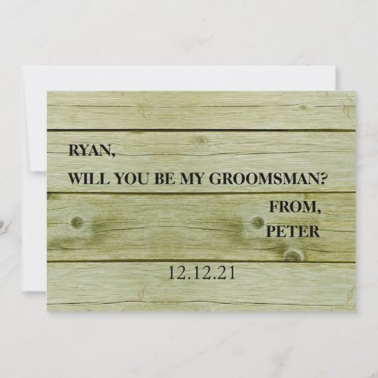 Ik vraag u of u mijn Groomsman zult zijn. Kaart (Achterkant)