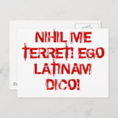 Ik vrees niets!  Ik spreek Latijn! Briefkaart (Voorkant / Achterkant)