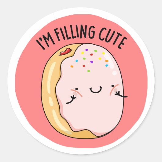 Ik vul Schattigee Jelly Donut Pun Ronde Sticker (Voorkant)