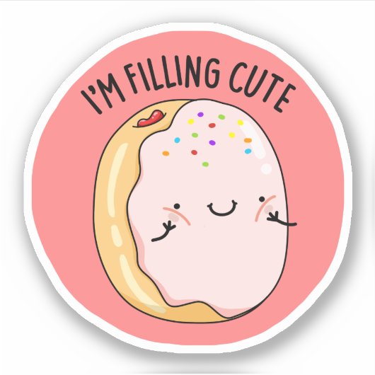 Ik vul Schattigee Jelly Donut Pun Sticker (Voorkant)