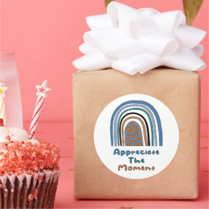 Ik waardeer het moment dat de motivatie boho-regen ronde sticker