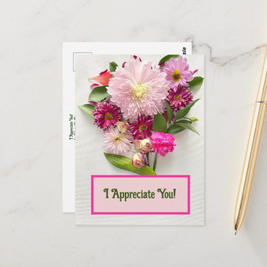 Ik waardeer je! briefkaart (Voorkant / Achterkant in situ)
