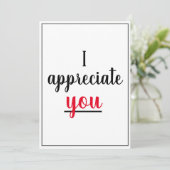 Ik waardeer je waardering gebaar bedankkaart (Staand voorkant)