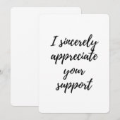 Ik waardeer uw steun bedankkaart (Voorkant / Achterkant)