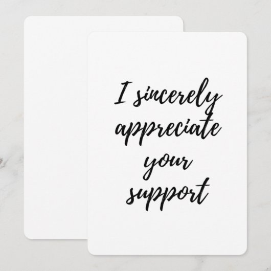 Ik waardeer uw steun bedankkaart (Voorkant / Achterkant)