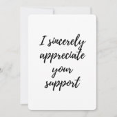 Ik waardeer uw steun bedankkaart (Voorkant)
