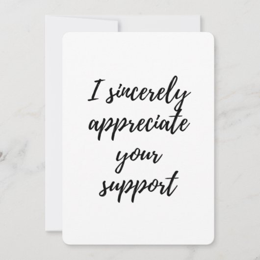 Ik waardeer uw steun bedankkaart (Voorkant)