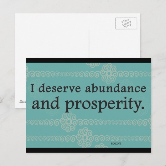 Ik waardeer welvaart en overvloed aan beweringen briefkaart (Voorkant / Achterkant)