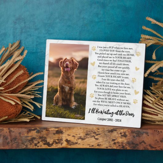 Ik wacht bij de deur Photo Dog Memorial Fotoplaat (Zijkant)