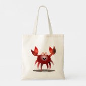 Ik wacht op je op het strand. | Cute red crab Tote Bag (Achterkant)