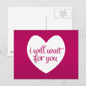 Ik wacht op je roze hart briefkaart (Voorkant / Achterkant)