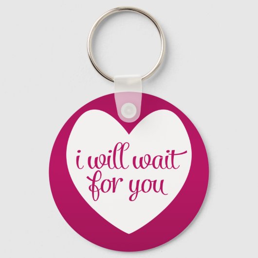 Ik wacht op je roze hart sleutelhanger (Voorkant)