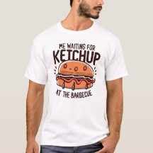 Ik wacht op ketchup bij de barbecue