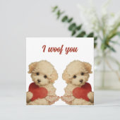 Ik waf je Oude Puppy Liefdesbericht Kaart (Staand voorkant)