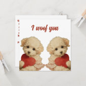 Ik waf je Oude Puppy Liefdesbericht Kaart (Voorkant / Achterkant in situ)