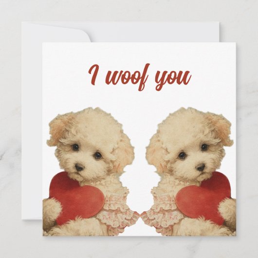 Ik waf je Oude Puppy Liefdesbericht Kaart (Voorkant)