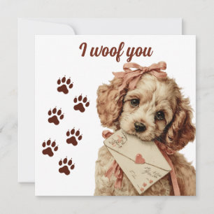 Ik waf je Vintage Pup Valentijnsdag Kaart