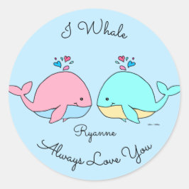 Ik walvis altijd van je Schattige Kawaii baby blau Ronde Sticker